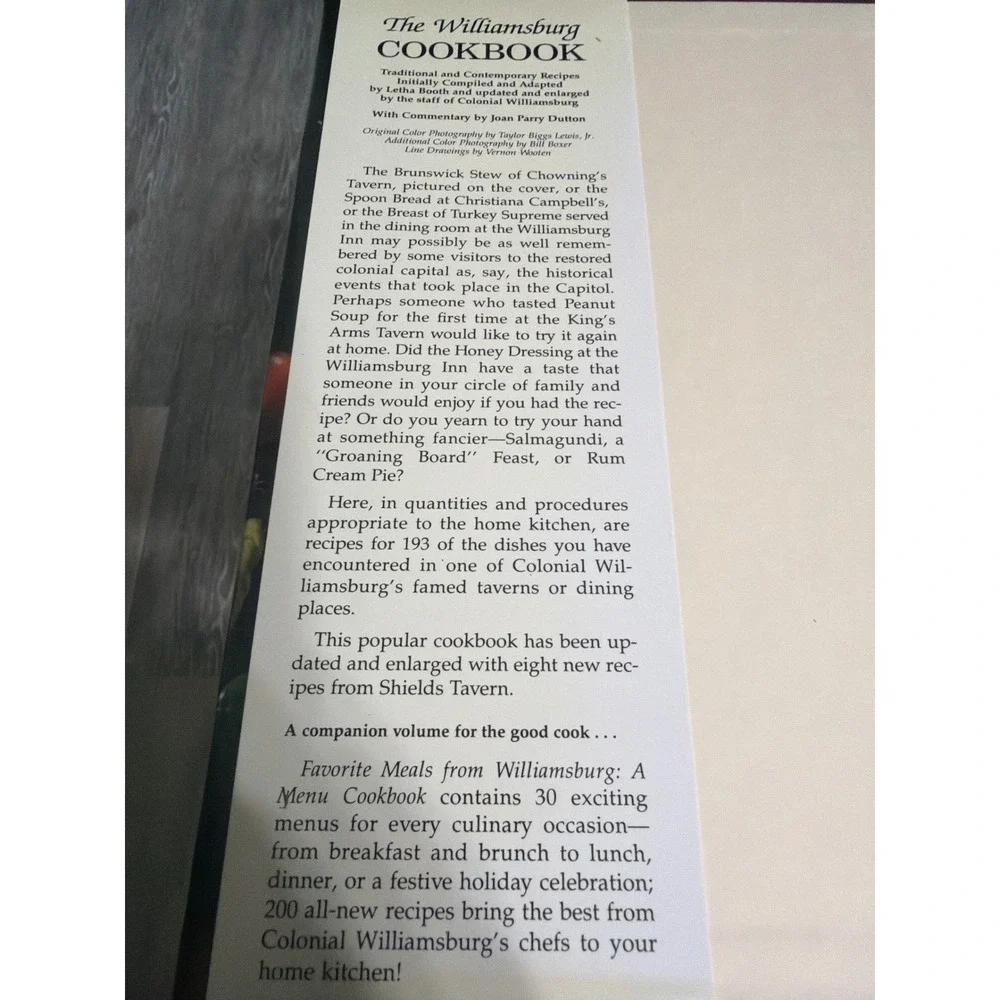 The Williamsburg Cookbook Traditional Recipes Colonial Virginia Updated Edition
